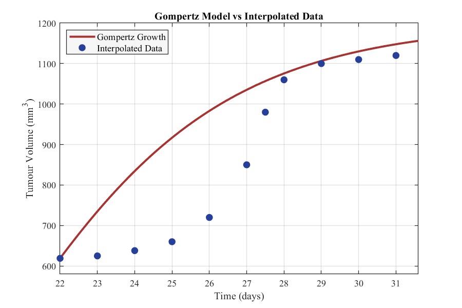 Gompertz Model vs Interpolated Data